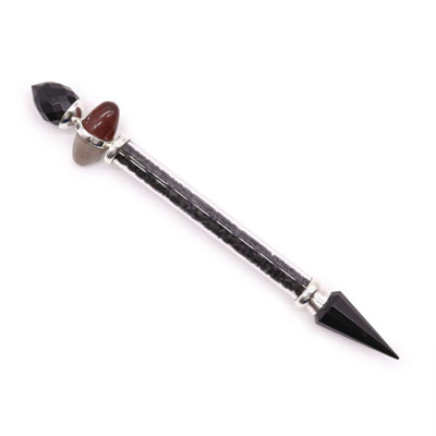 Shiva Lingam Magic Wand In Black Tourmaline & Agate For Protection from B&Q