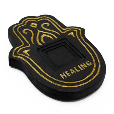 Healing Incense PlateBlack & Gold Lava-Stone Effect For Meditation & Rituals from B&Q