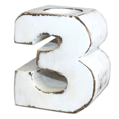 Wooden Birthday Number 3 Candle HolderHandmade Bali Decor from B&Q