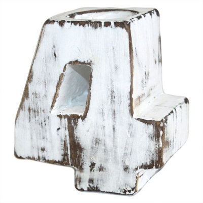 Wooden Birthday Number 4 Candle HolderHandmade Bali Decor from B&Q
