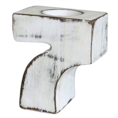 Wooden Birthday Number 7 Candle HolderHandmade Bali Decor from B&Q