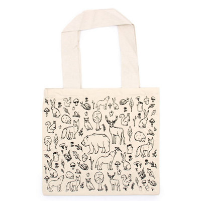  - Big Cotton Shopping Bag 38X42Cm Forest Life Eco-Friendly Reusable Tote