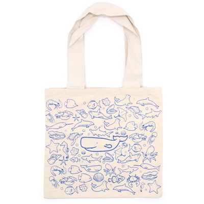  - Sea Life Cotton Shopping Bag 38X42CmReusable Eco-Friendly Tote