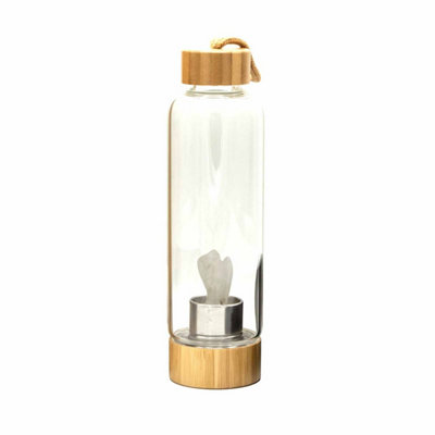 Crystal Infused Glass Water Bottle With Angel Clear Quartz For Clarity & Energy from B&Q
