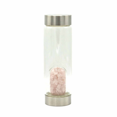 Crystal Infused Rose Quartz Glass Water BottleRejuvenating & Elegant from B&Q