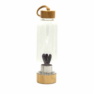 Crystal Infused Amethyst Angel Glass Water BottleRelaxing & Stylish from B&Q