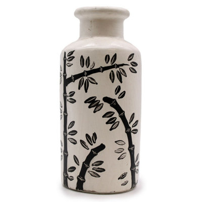 Lombok Bamboo Motif Ceramic VaseHandcrafted Natural Decor (6Cm Neck) from B&Q