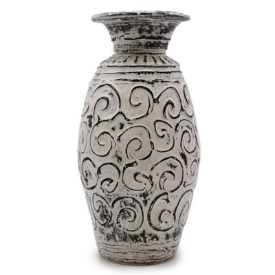 Lombok Handmade Ceramic VaseSwirl PatternCream3.5Cm Neck from B&Q