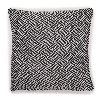 Classic Black Criss-Cross Cotton Cushion Cover 40X40CmIndian Decor from B&Q