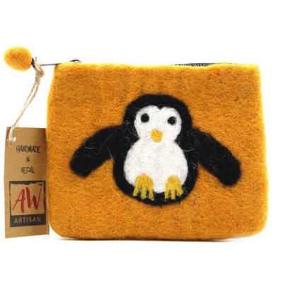 Natural Felt Penguin Zipper PouchCute & Sturdy Storage Accessory from B&Q