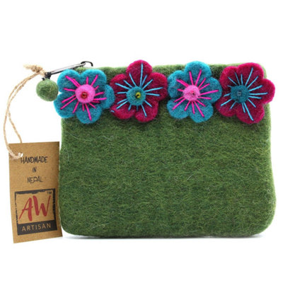 Natural Felt Zipper Pouch With Four FlowersStylish & Durable Storage from B&Q