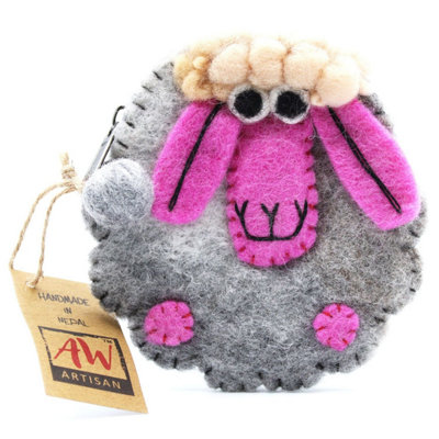 Happy Sheep Natural Felt Zipper PouchDurable & Playful Storage from B&Q