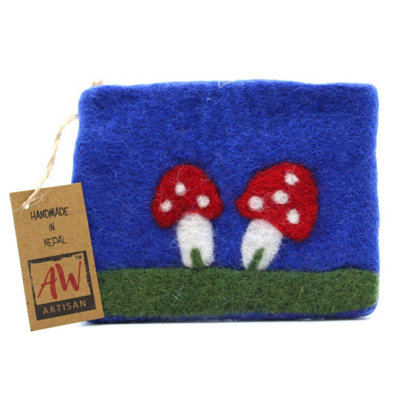 Mystic Mushrooms Natural Felt Zipper PouchCute Storage & Gift from B&Q