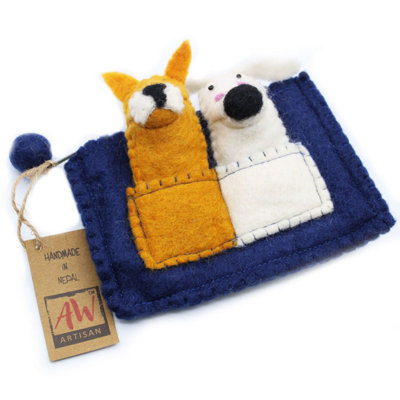 B&Q Puppy Pals Pouch With Finger Puppets - Soft, Fun Storytelling Toy