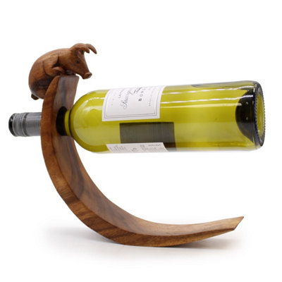  - Pig Wooden Balance Wine HolderUnique Handcrafted Gift