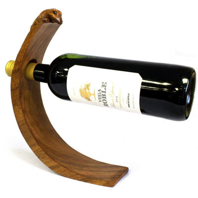  - Gecko Wooden Balance Wine HolderHandcrafted Natural Suar Wood Gift