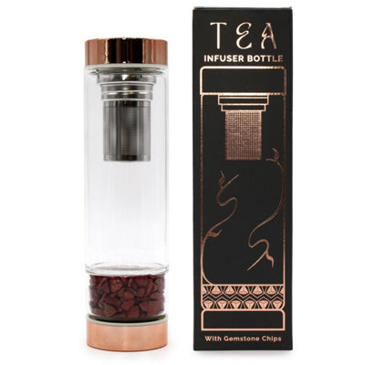 Crystal Glass Tea Infuser Bottle With Rose Gold & Red Jasper500Ml from B&Q