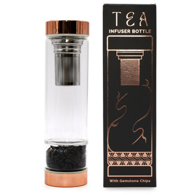 Crystal Glass Tea Infuser Bottle With Rose Gold & Gemstones500Ml from B&Q