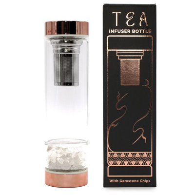 Crystal Glass Rose Gold Tea Infuser Bottle With Gemstones500Ml from B&Q