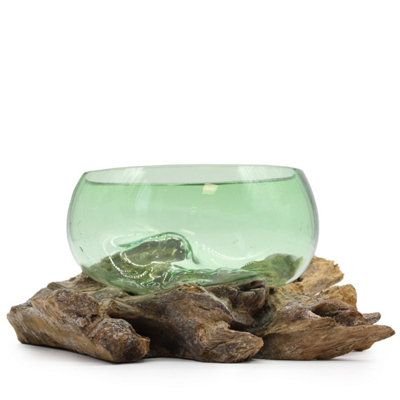  - Eco-Friendly Recycled  Bottle Bowl On Wooden Base