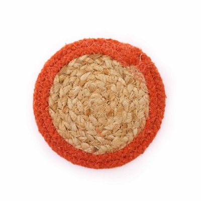 Natural Jute & Cotton Coasters Set Of 4 With Clay Border from B&Q