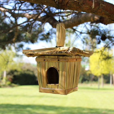  - Seagrass Bird Box 18X13CmNatural Square Nesting Box For Garden Birds