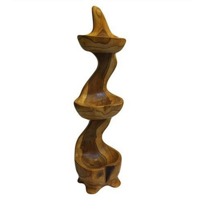 Teak Root Bowl StandHand Carved Natural Art Decor & Serving from B&Q