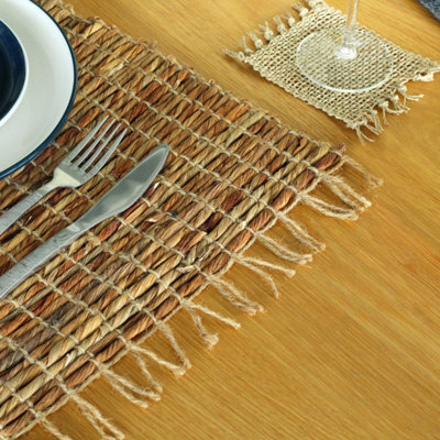 Water Hyacinth Natural PlacematHandcrafted Robusta & Fringe From Indonesia from B&Q
