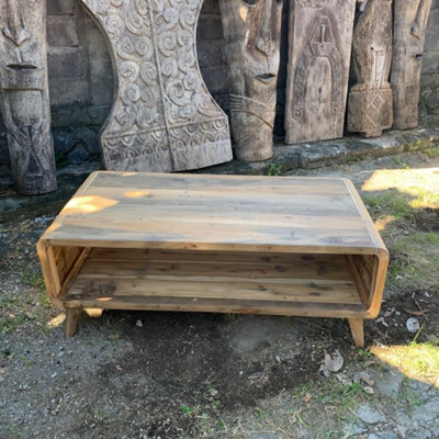 Recycled Teak Coffee Table For Living Room Rustic Natural from B&Q