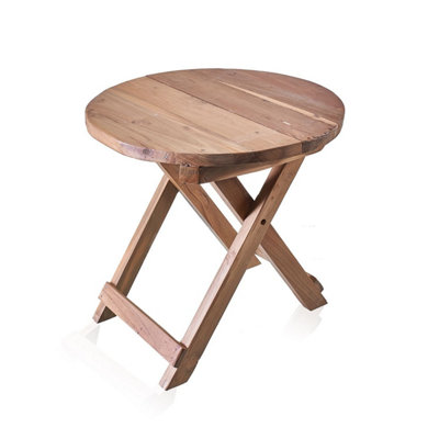 Recycled Teak Round Folding Coffee TableHandcrafted Bali Rustic Decor from B&Q