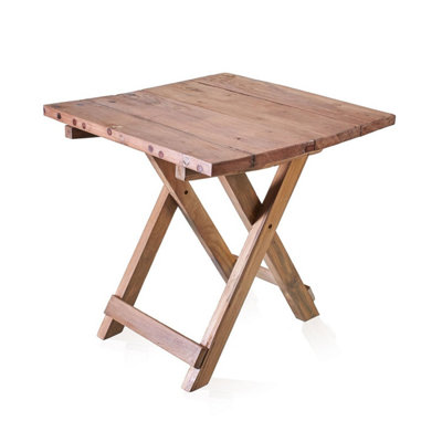 Recycled Teak Square Folding Coffee TableHandcrafted Bali Rustic End Table from B&Q