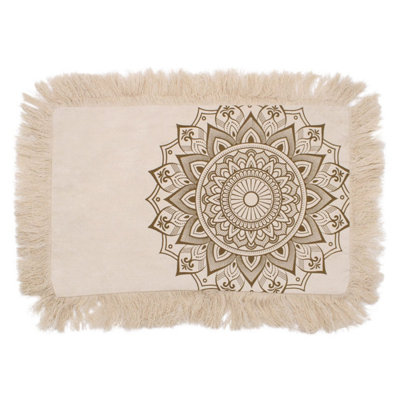 Lotus Mandala Cushion Cover 30X50CmBronzeFringed Meditation Decor from B&Q
