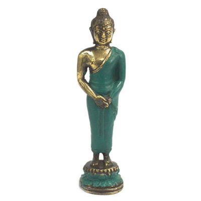 Medium Brass Standing Buddha Statue For Home & Spa Decor from B&Q