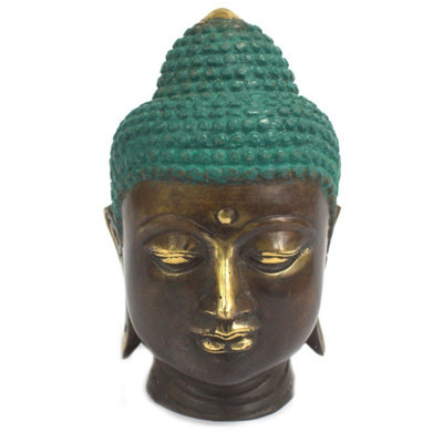 Large Brass Buddha Head Statue For Home & Spa DecorFengshui Peace & Serenity from B&Q