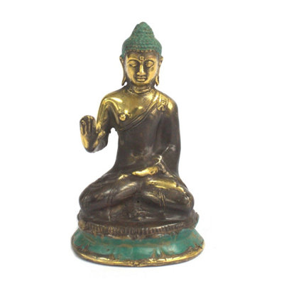 Elegant Brass Sitting Buddha Statue For Home & Spa Decor from B&Q