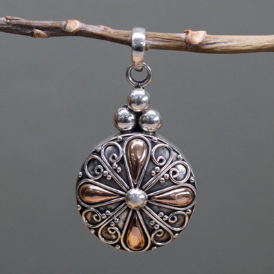 B&Q Silver & Gold Pendant - Elegant Round Jewelry Gift