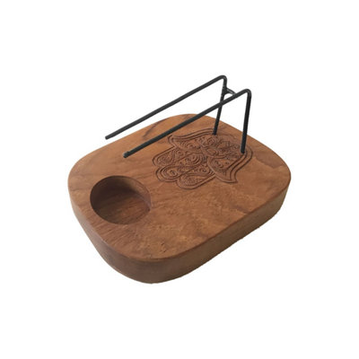 - Palo Santo Heater With Teak Wood & Hamsa DesignAromatic Wellness