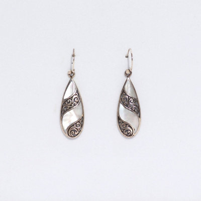 Shell & Silver Teardrop EarringsHandcrafted Bali Jewelry from B&Q