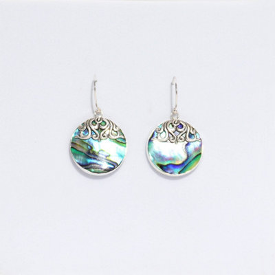 Shell & Silver Abalone Disc EarringsHandcrafted Bali Jewelry from B&Q