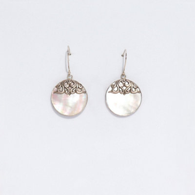 Shell & Silver EarringsHandmade Bali Classic Disc Jewelry from B&Q