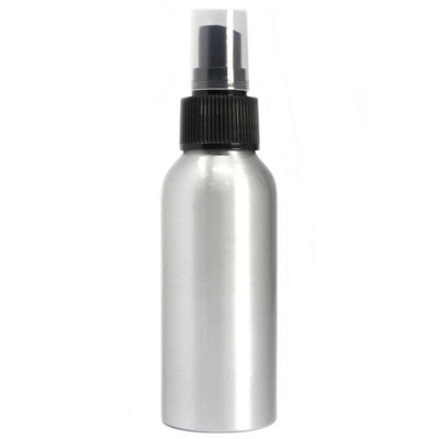  - 100Ml Brushed Aluminium Spray Bottle With Black Top For Cosmetics & Oils