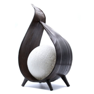 Natural Coconut Lamp With Chocolate Wrapover TwistRustic & Boho Decor from B&Q