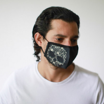 B&Q Reusable Flower Skull Face Mask For Adults - Washable & Breathable