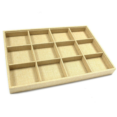 Elegant Twelve-Compartment Jewelry Display Stand With Rattan Finish from B&Q