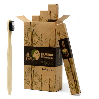 Eco-Friendly Bamboo Charcoal ToothbrushMedium SoftVegan & Recyclable from B&Q