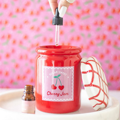 B&Q -  Cherry Jam Jar Oil Burner And Wax Warmer
