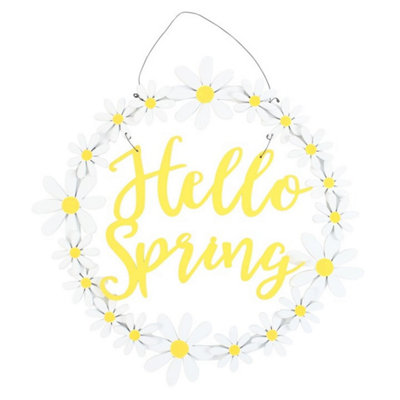  - Hello Spring Daisy WreathReusable Welcome Home Decor