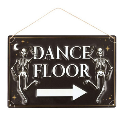 Dance Floor Skeleton SignFun Spooky Party Decor from B&Q
