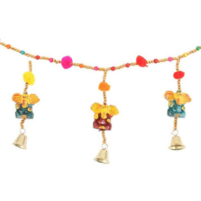 Hanging Ganesh Garland With BeadsBells & Pom-Poms For Home Decor from B&Q