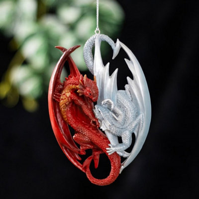  - Fire & Ice Dragon Hanging Ornament By Anne StokesFantasy Decor